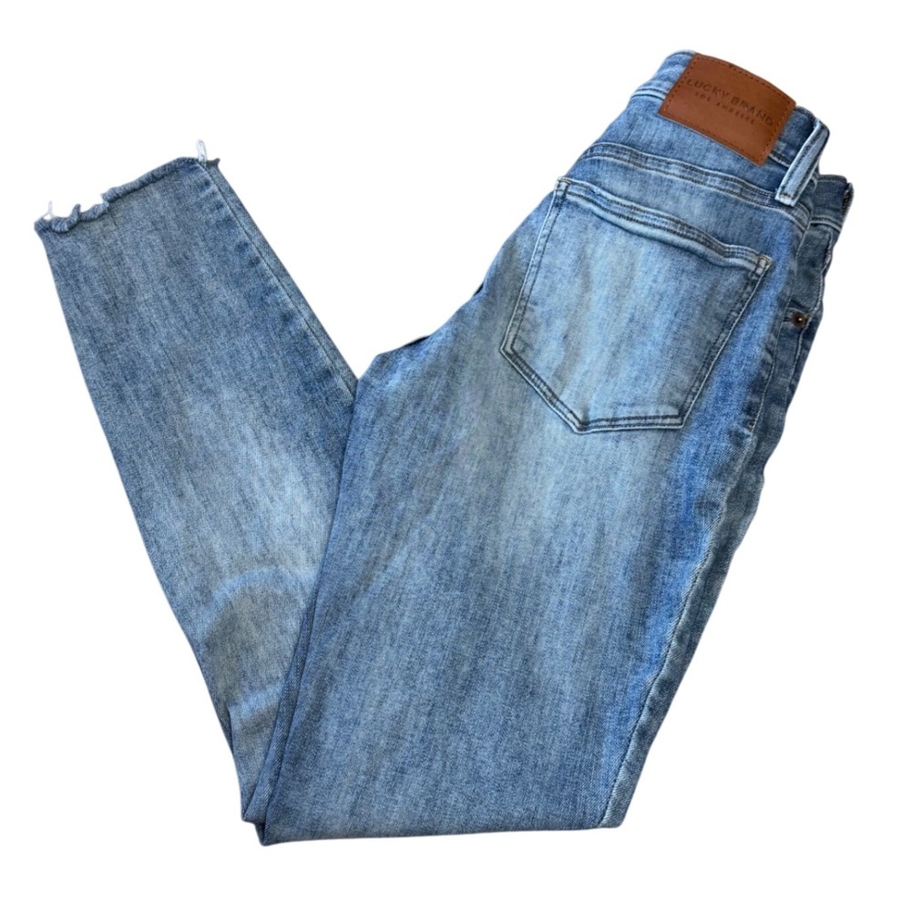 Lucky Brand Ankle Skinny Jeans Distressed Raw Hem Light Wash Denim Size 2/26
